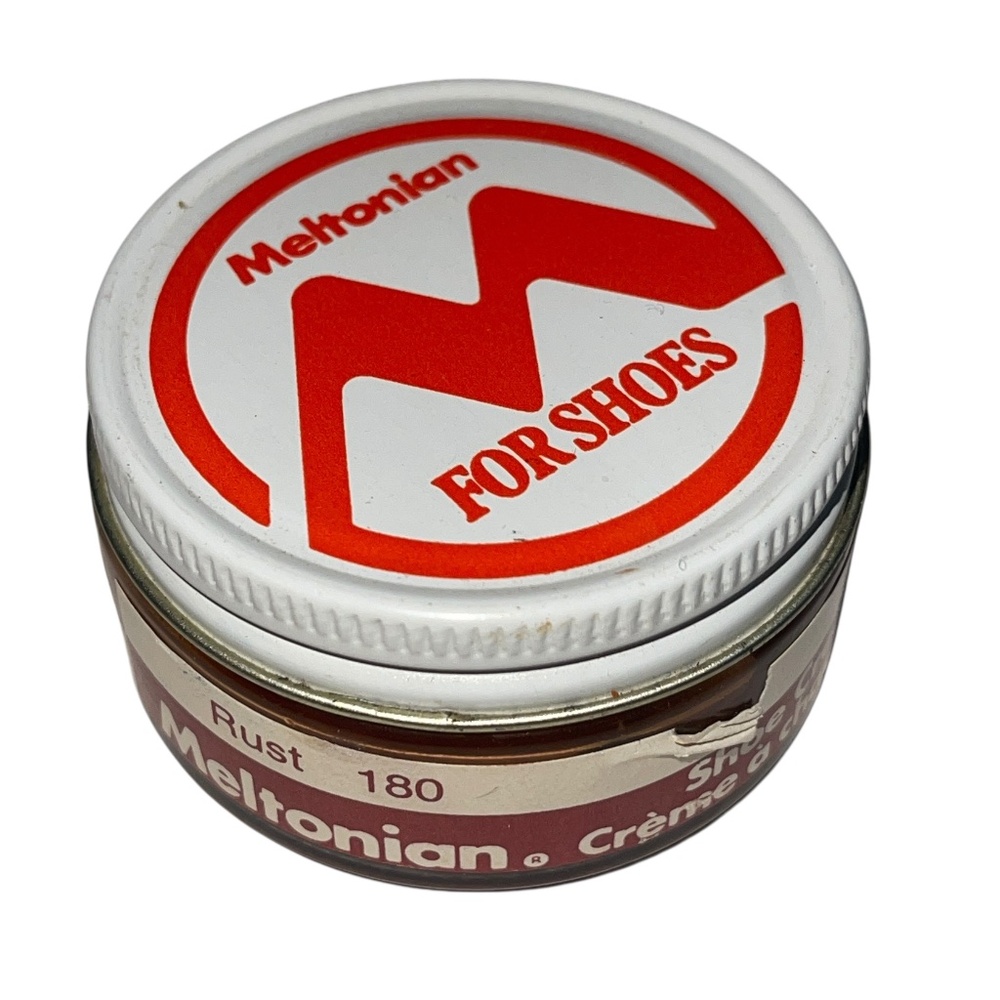 Vintage Meltonian Shoe Cream Polish (1.6 oz) 180 Rust Glass Jar